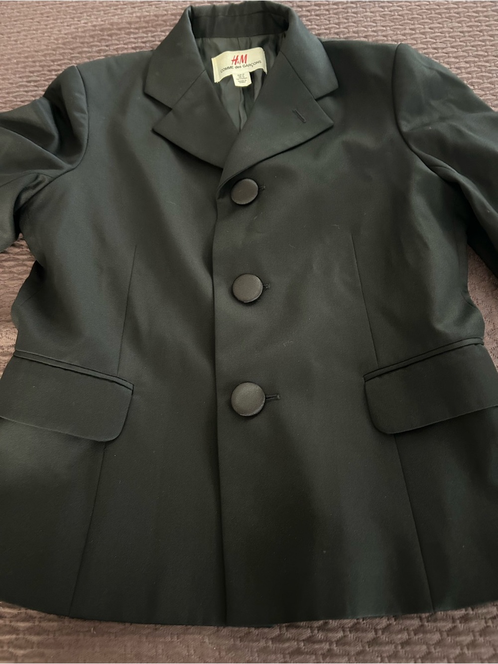 H&M x Comme des Garçons  black jacket size 10.  Fits 8-10.  Wool blend shell